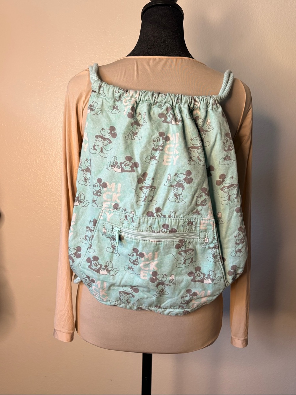 Disney Mint Green Mickey Mouse Drawstring Satchel